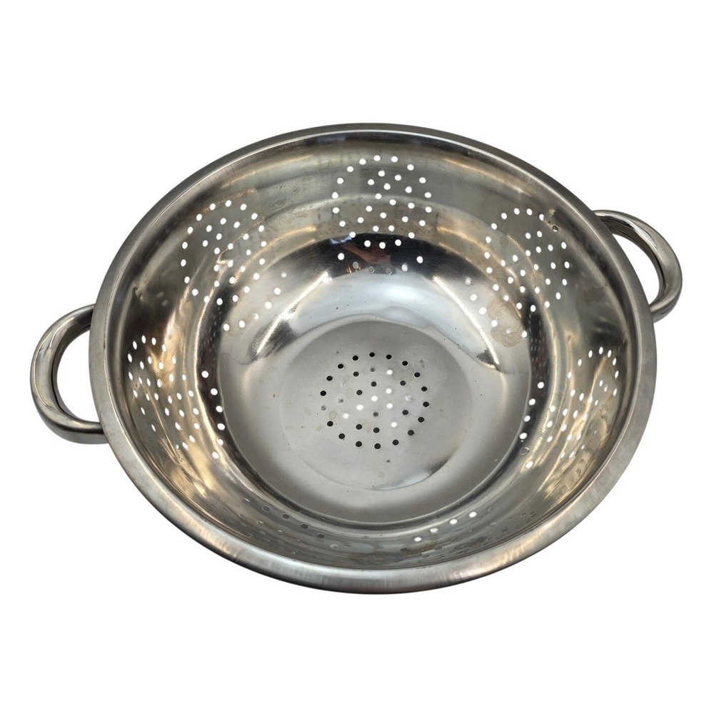 Stainless Steel Colander 11.5 Inch Perforated Metal Strainer Handles Base p4